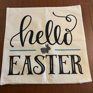 NWOT Hello Easter Throw Pillow Cover 18x18, Polyester Linen